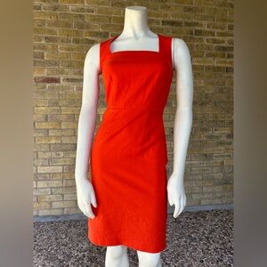 Red Orange Structured Mini Dress Minimalist Old Money Sheath Dress XXS Petite
